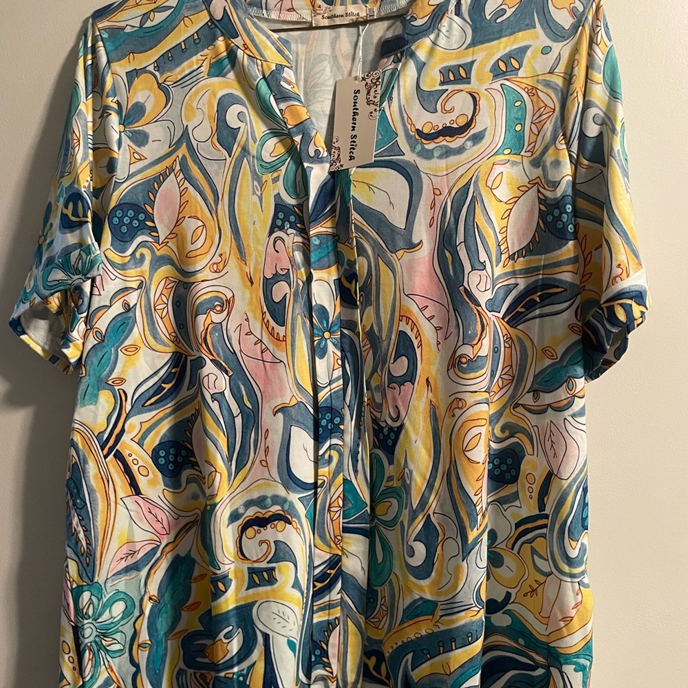 Colorful Abstract Print Blouse
